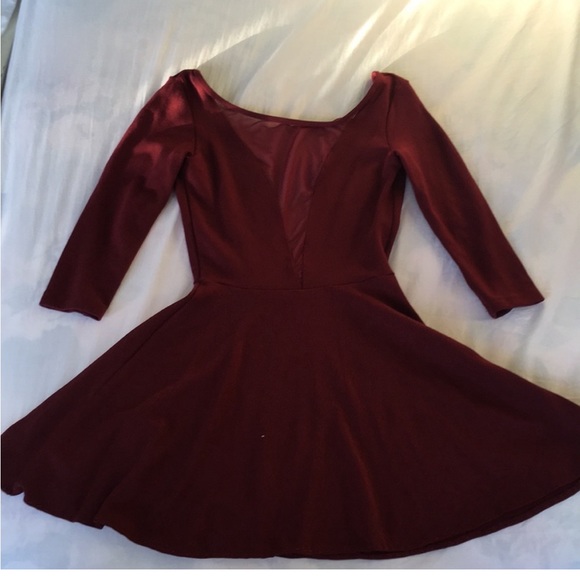 American Apparel Maroon V Mesh Skater Dress - Picture 2 of 2